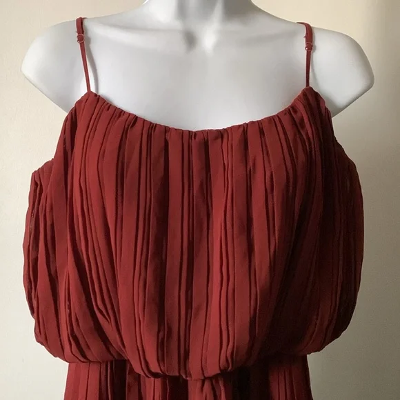 BCBGeneration pleated high-low dress in “dark paprika” - Picture 2 of 8